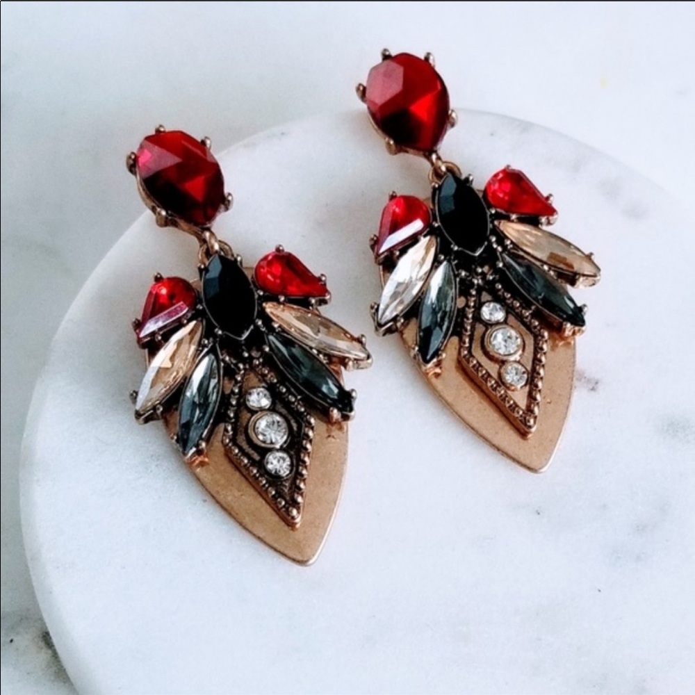 Red Crystal Statement Earrings